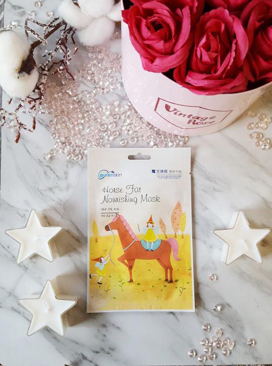 Purenskin Maska do twarzy w płacie, Horse Fat Nourishing