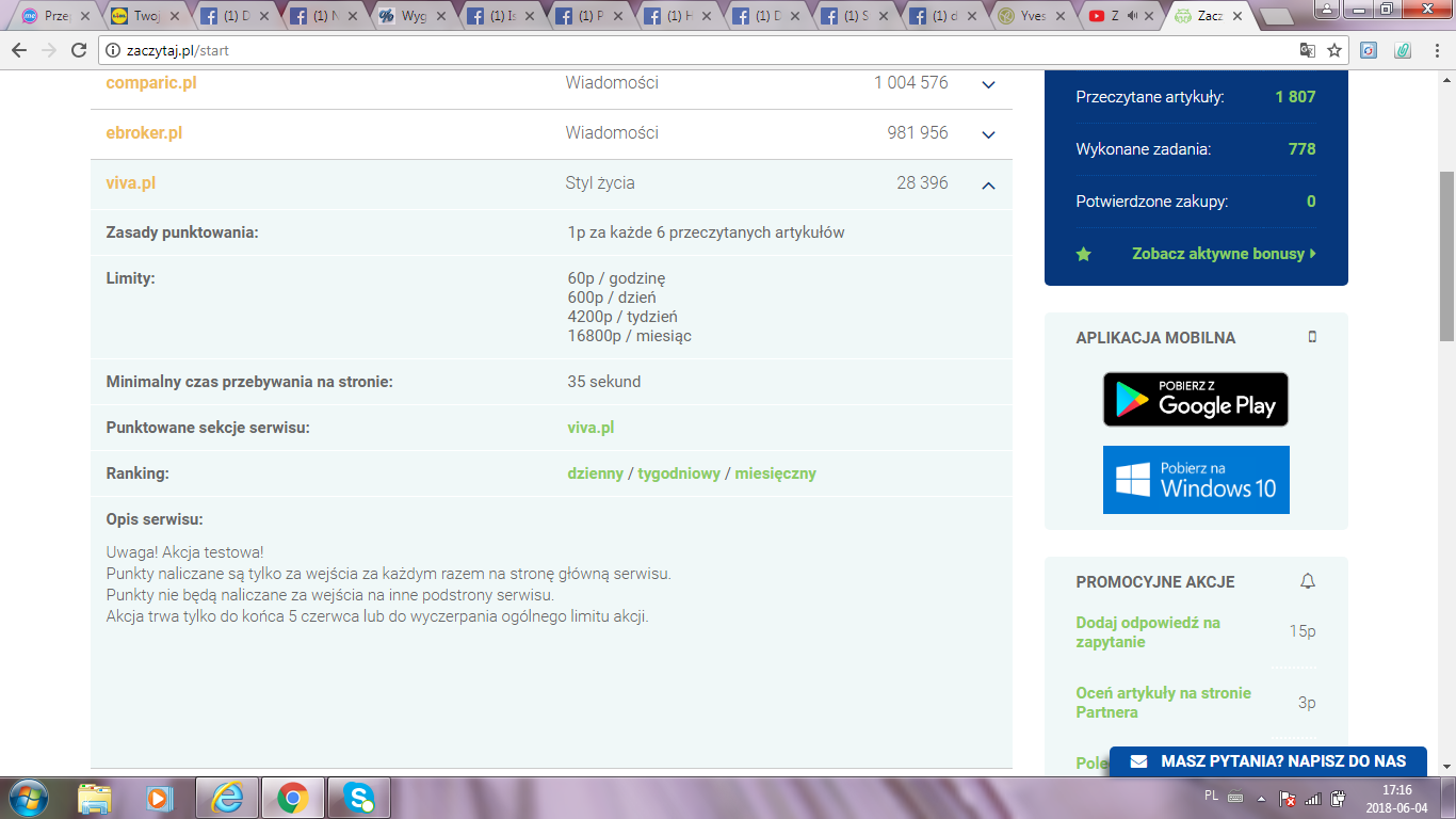 Punkty za czytanie w internecie - duży wybór nagród