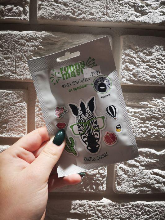 Marion Funny Mask, Maska do twarzy w płacie, Zebra, Tonizująca, Kaktus i granat