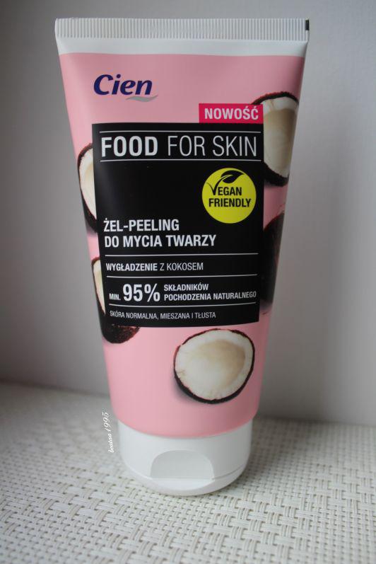 Cien Food For Skin, Żel-peeling do mycia twarzy, Wygładzenie z kokosem, Skóra normalna, mieszana i tłusta