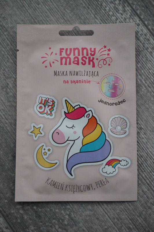 Marion Funny Mask, Maska do twarzy w płacie, Jednorożec, Nawilżająca, Kamień Księżycowy i perła