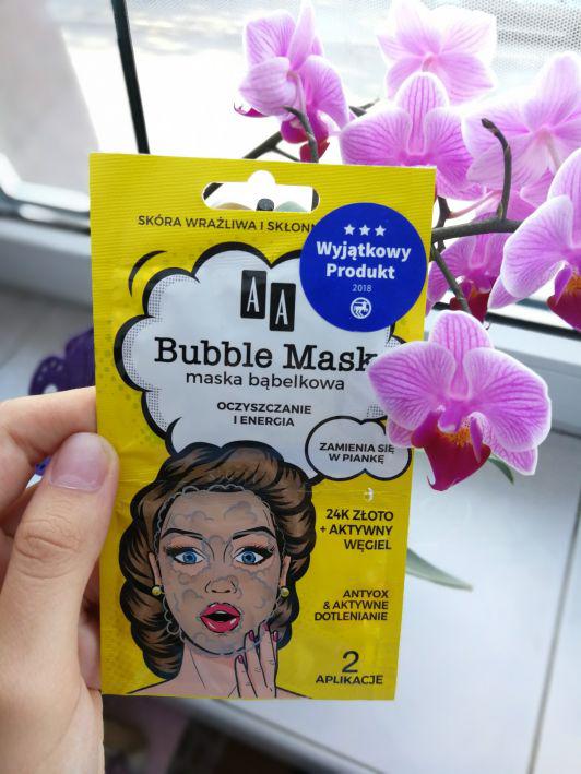 AA Bubble Mask, Maska bąbelkowa do twarzy, Oczyszczanie i energia, 24k złoto + aktywny wegiel