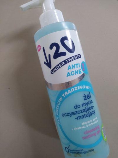 Under Twenty Anti! Acne, Żel do mycia, Oczyszczająco - matujący, Aktywny cynk + ekstrakt z cytrusów