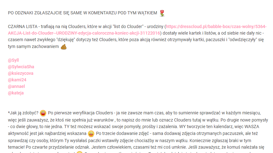 ✩ Kalendarz urodzinowy Clouders ✩