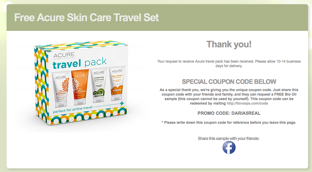 Darmowy zestaw próbek Acure od Favospa - Travel Pack