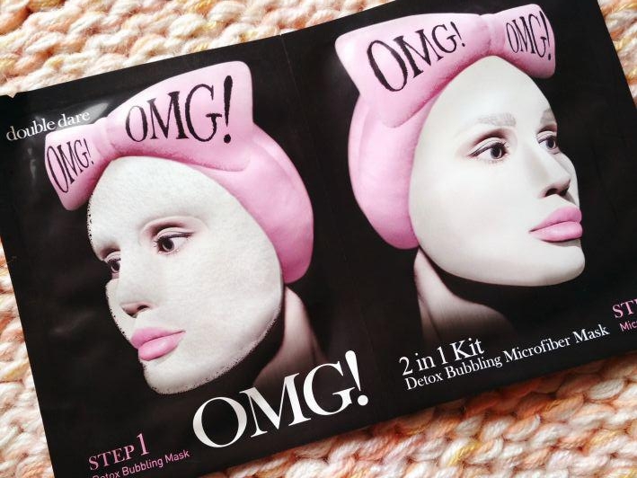 Double Dare Dwuetapowy zabieg pielęgnacyjny, OMG! 2w1, Detox bubbling mask & Microfiber mask