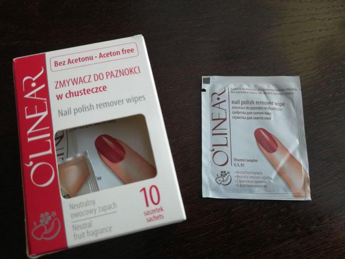 O'Linear Zmywacz do paznokci w chusteczce, Bez acetonu