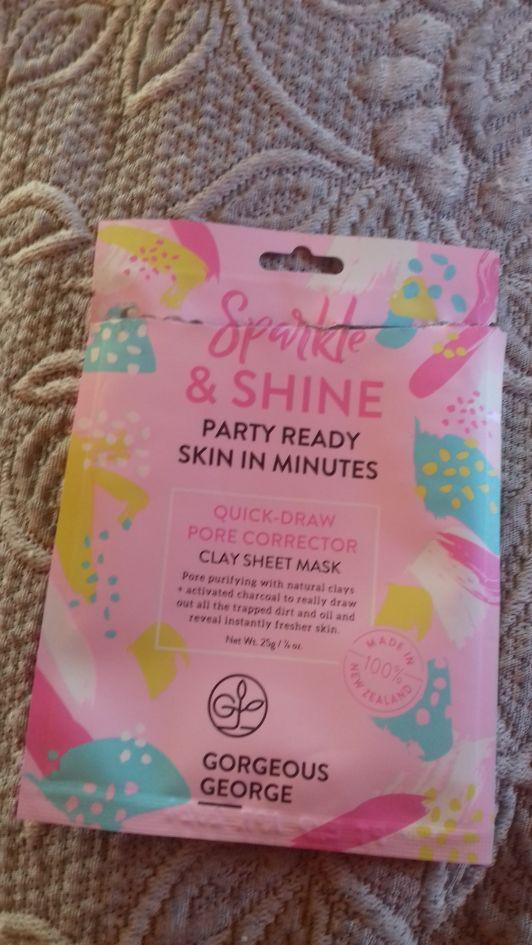 Gorgeous George Maseczka do twarzy w płacie, Sparkle & Shine, Party Ready Skin in Minutes