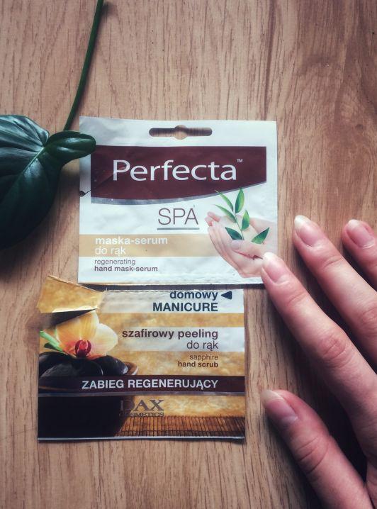 Perfecta SPA, Zabieg regenerujący, Szafirowy peeling i maska, serum do rąk