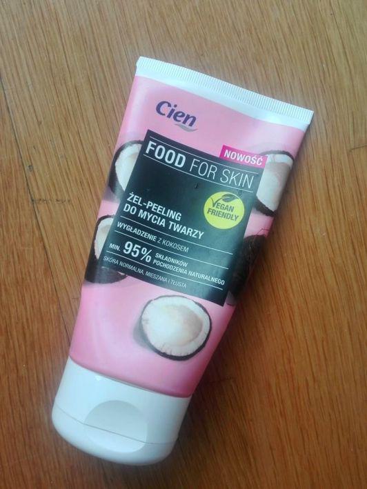 Cien Food For Skin, Żel-peeling do mycia twarzy, Wygładzenie z kokosem, Skóra normalna, mieszana i tłusta