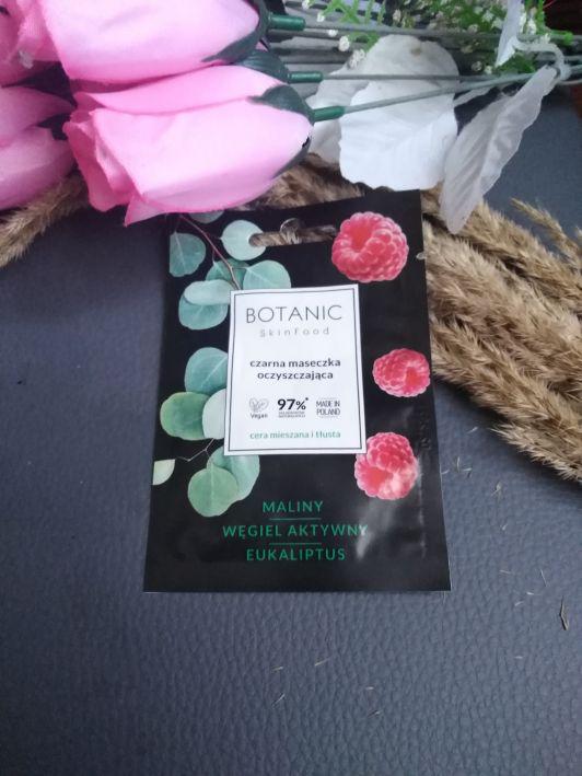Botanic SkinFood Maseczka do twarzy, Czarna, Oczyszczająca, Maliny, węgiel aktywny, eukaliptus