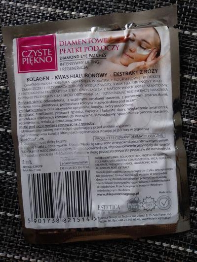 Estetica Diamentowe płatki pod oczy, Odmłodzenie