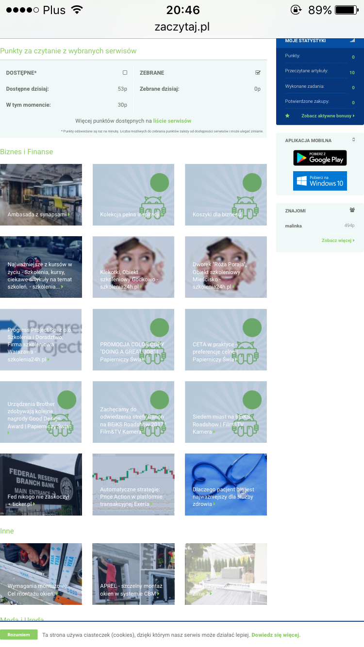 Punkty za czytanie w internecie - duży wybór nagród