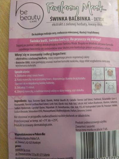 Maska w płachcie bebeauty świnka Balbinka
