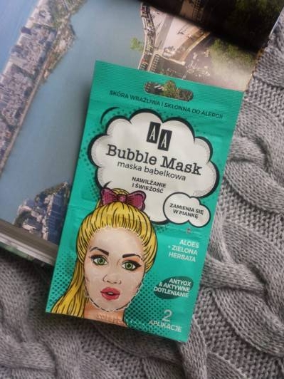 AA Bubble Mask, Maska bąbelkowa do twarzy, Nawilżenie i świeżość, Aloes i zielona herbata