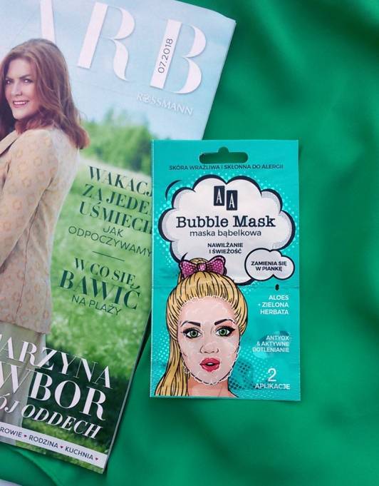 AA Bubble Mask, Maska bąbelkowa do twarzy, Nawilżenie i świeżość, Aloes i zielona herbata