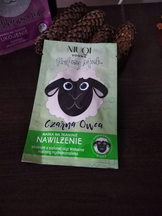 NIUQI Maska do twarzy w płacie, Fantasy Mask, Nawilżenie, Czarna owca
