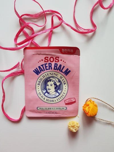 Medius Maska do twarzy w płacie, SOS, Rozjaśniająca, Water Balm