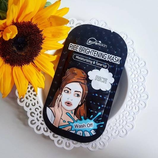 Purenskin Rice Brightening Mask, Rozjaśniająco-nawilżająca maseczka do twarzy, Rice
