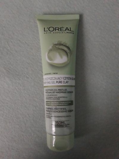 L'Oréal Czysta Glinka, Żel do mycia twarzy, Oczyszczający, Oczyszcza, matuje, redukuje nadmiar sebum
