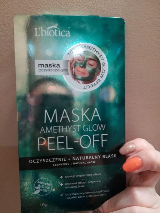 L'biotica Maska do twarzy, Amethyst Glow, Peel-off, Oczyszczanie i naturalny blask