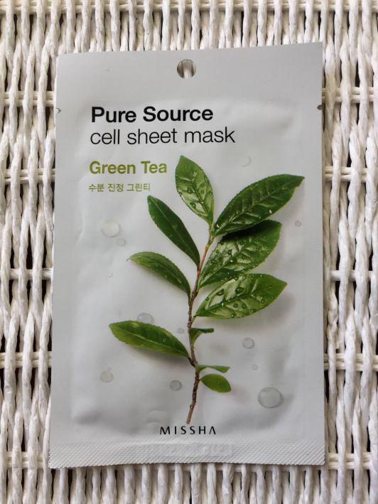 MISSHA Pure Source, Maska do twarzy w płacie, Zielona herbata