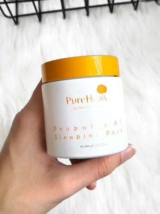 Pureheal's Propolis, Maska do twarzy, Nocna, Odżywcza-rozświetlająca, Z propolisem 80%