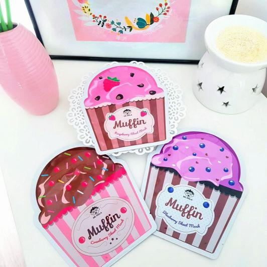Dr. Mola, maski do twarzy w płachcie, Blueberry Muffin, Cranberry Muffin, Raspberry Muffin