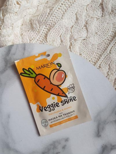 Marion Veggie Shine, Maska do twarzy na tkaninie, Wyrównująca koloryt, Marchewka & morela