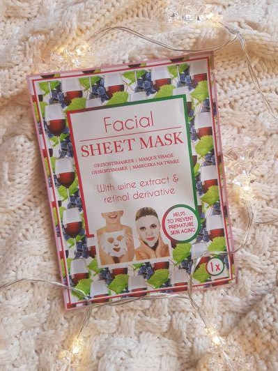 Mascot Europe Maska do twarzy w płacie, Facial Sheet Mask, With Wine Extract & Retinol Derivative