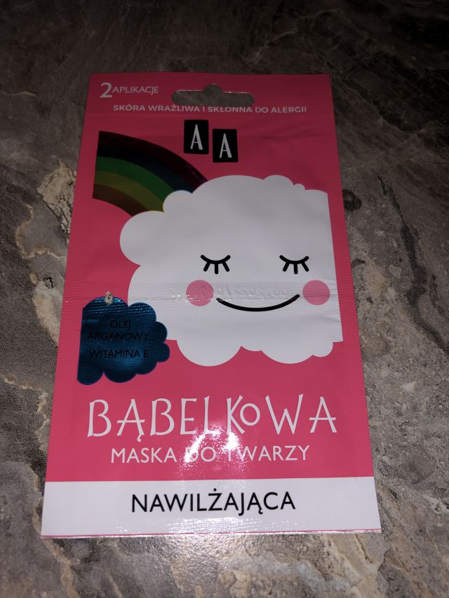 AA Maseczka do twarzy, Bąbelkowa, Nawilżająca, Olej arganowy + witamina E 