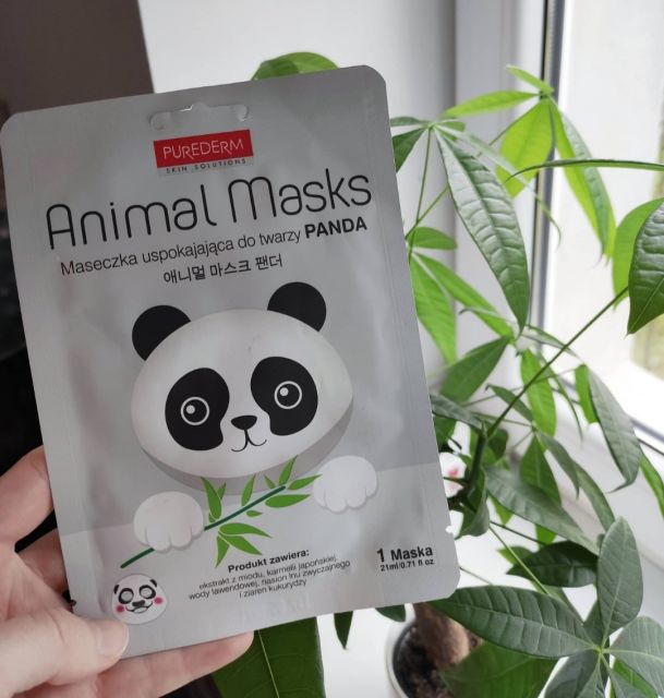 Purederm Maska do twarzy w płacie, Animal Mask, Uspokajająca, Panda