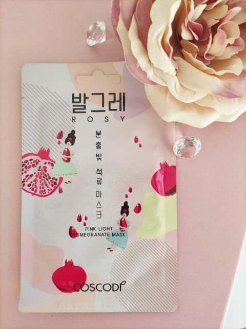 Coscodi Maska do twarzy w płacie, Rosy, Pink Light Pomegranate Mask