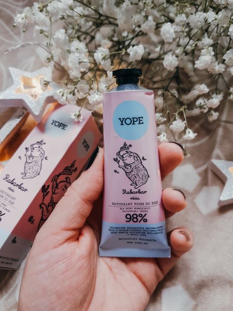 YOPE Krem do rąk, Rabarbar i róża