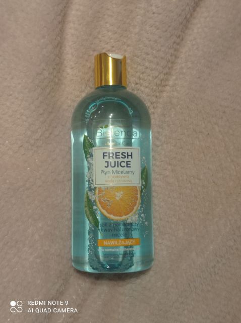 Bielenda Fresh Juice, Płyn micelarny, Nawilżający, Z bioaktywną wodą cytrusową, Sok z pomarańczy i kwas hialuronowy