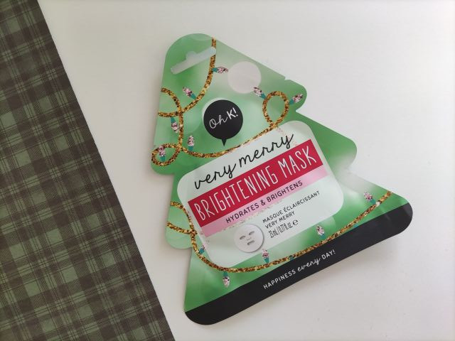 Oh K! Maska do twarzy w płacie, Very Merry Brightening Mask, Rozświetlająca