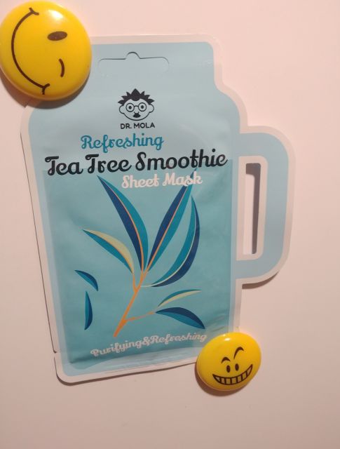 DR.MOLA Maseczka w Płachcie, Refreshing tea Tree smoothie sweet mask oczyszczajaco wygładzająca, cera tlusta