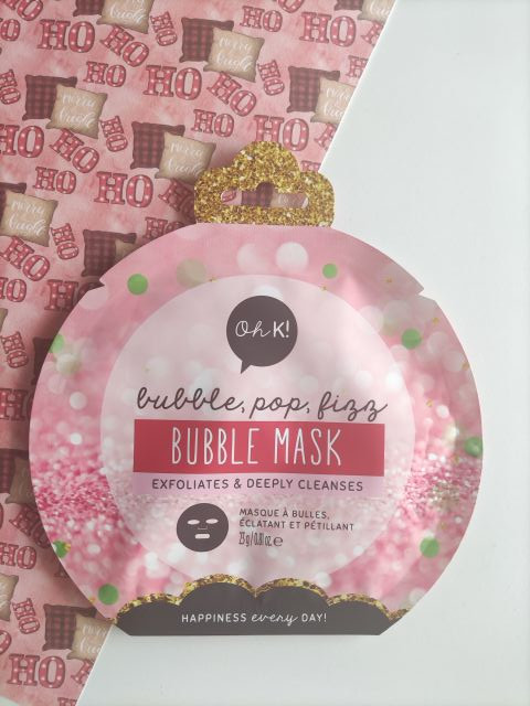 Oh K! Maska do twarzy w płacie, Bąblująca, Bubble Sheet Mask, Exfoliate & Cleanse