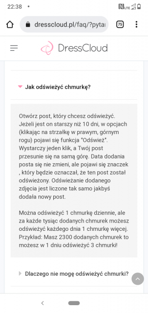 Odświeżanie chmurek - dzienna ilość. 