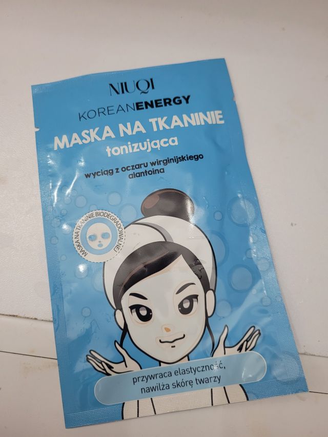 NIUQI Korean Energy, Maska do twarzy na tkaninie, Tonizująca, Wyciąg z oczaru wirginijskiego i alantoina