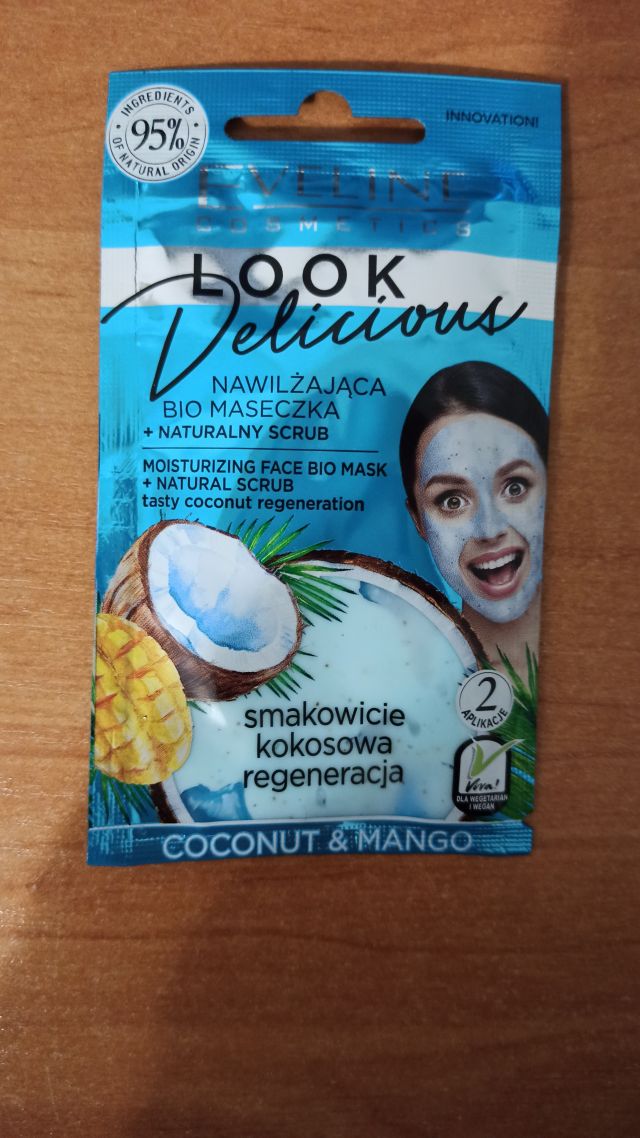 Eveline Look Delicious, Maseczka do twarzy, Nawilżająca, Bio, Smakowicie kokosowa regeneracja