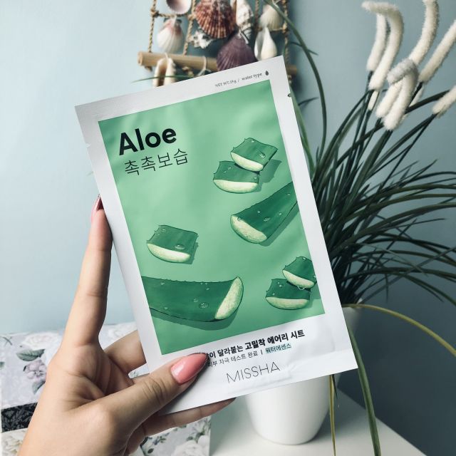 MISSHA Airy Fit Sheet Mask, Maska do twarzy w płacie, Aloe