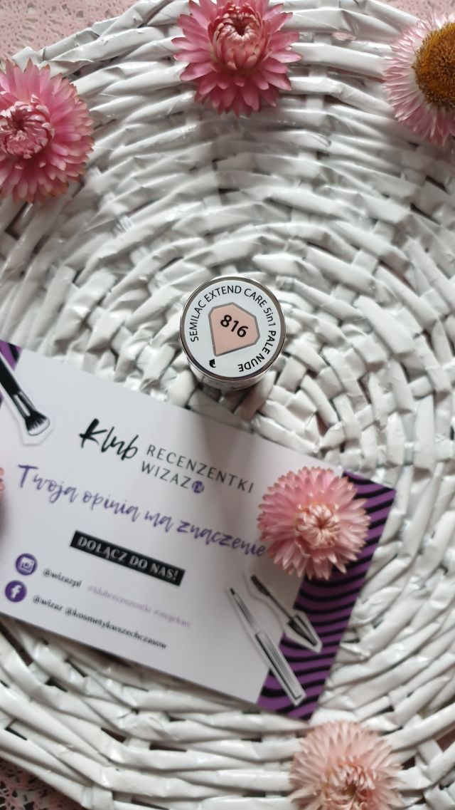 Semilac Extend 5 in 1, Lakier hybrydowy 5 w 1, nr 816 Pale Nude