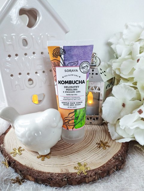 Soraya Kombucha, Peeling do twarzy, Delikatny, Z kwasami AHA, Każdy typ cery