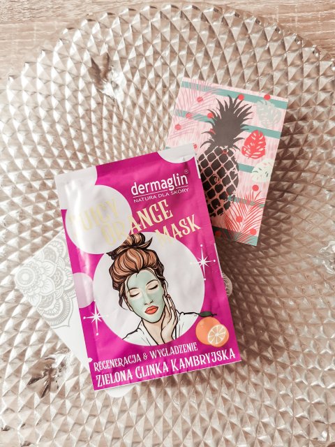 Dermaglin Maseczka do twarzy, Juicy Orange, Regeneracja i wygładzenie, Zielona glinka kambryjska