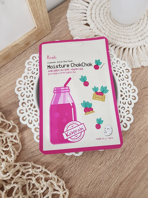 Prreti, Maska do twarzy w płacie, Nawilżająca, Moisture Chok Chok, Cleanse Juice One Pack, Z czerwoną kalarepą