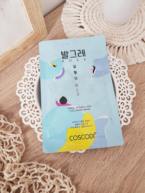 Coscodi, Maska do twarzy w płacie, Rosy, Snail, Collagen