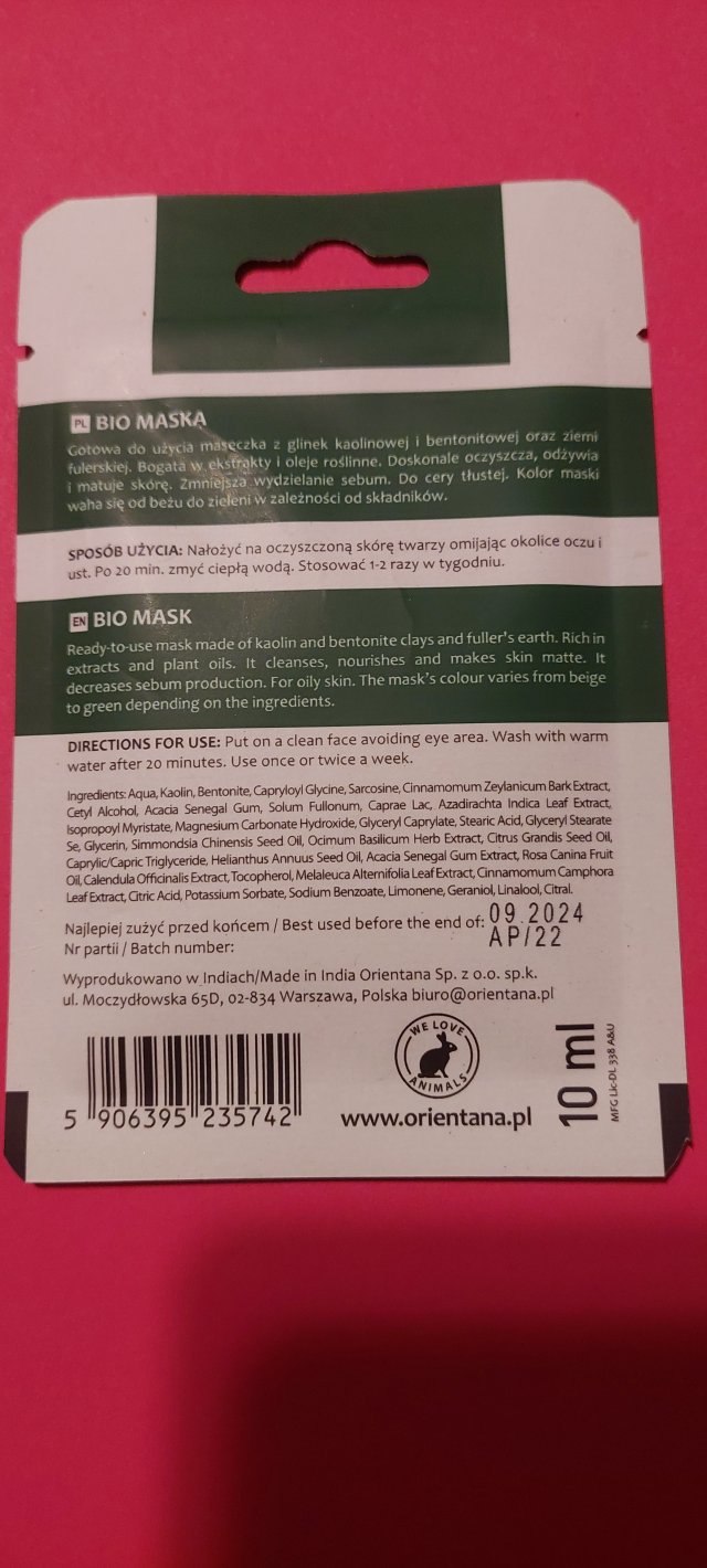 Naturalna maseczka do twarzy 