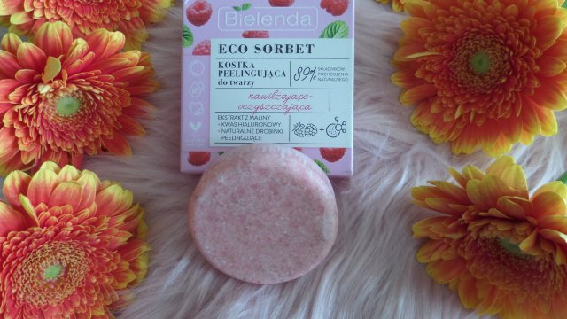 Bielenda Eco Sorbet, Kostka peelingująca do twarzy, Nawilżająco-oczyszczająca, Ekstrakt z maliny