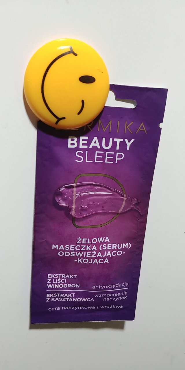 Dermika Beauty Sleep, Maska-serum do twarzy, Żelowa, Odświeżająco - kojąca, Ekstrakt z liści winogron i kasztanowca 
